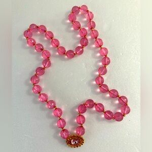 KATE SPADE opaque pink beads statement necklace gold tone